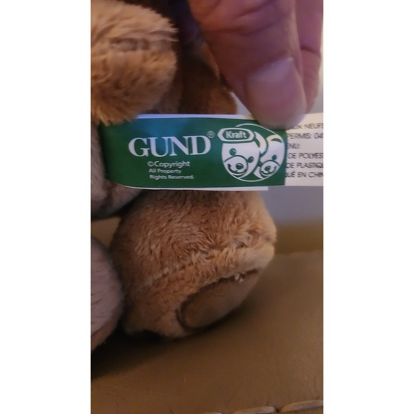 Gund Kraft Peanut Butter Bears 10" Plush Stuffed Teddy Red Green Bow Tie Beanie - Picture 4 of 6